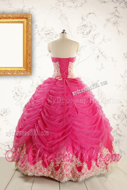 Luxurious Lace Appliques 2016 Quinceanera Gowns in Hot Pink