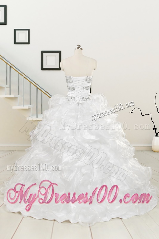 New Sweetheart Sweep Train Beading and Ruffles Quinceanera Dress for 2016