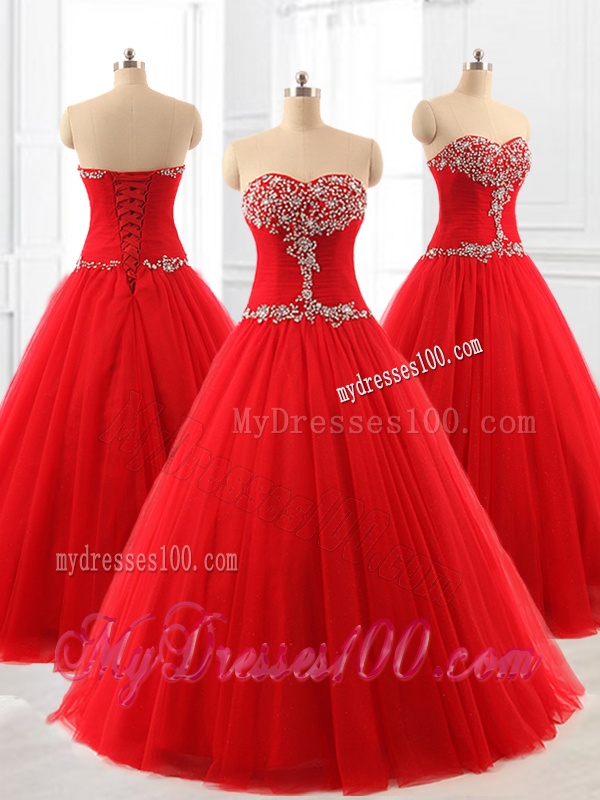 Perfect A Line Beading Tulle Quinceanera Dresses for 2016