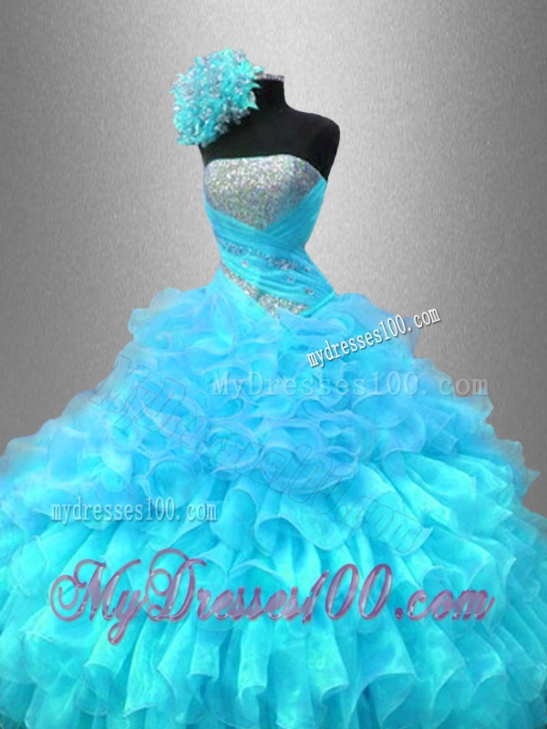 Popular Strapless Sequined Sweet 16 Gowns with Ruffles