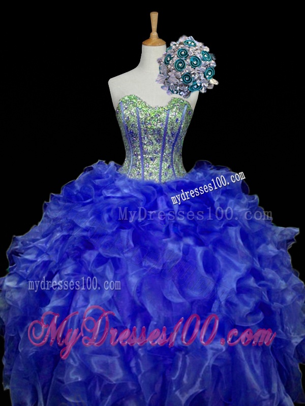 Pretty Sweetheart Blue Sweet 16 Dresses with Sequins and Ruffles for 2016