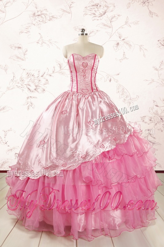 Pretty Sweetheart Quinceanera Dresses with Embroidery for 2016