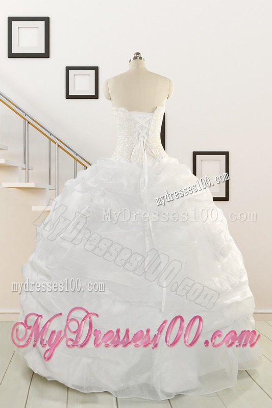 Puffy White Beading Quinceanera Dresses for 2016