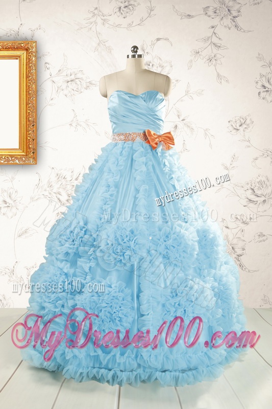 Unique Beading Aqua Blue Quinceanera Dresses for 2016