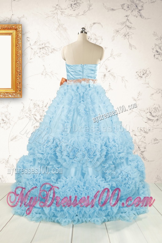 Unique Beading Aqua Blue Quinceanera Dresses for 2016