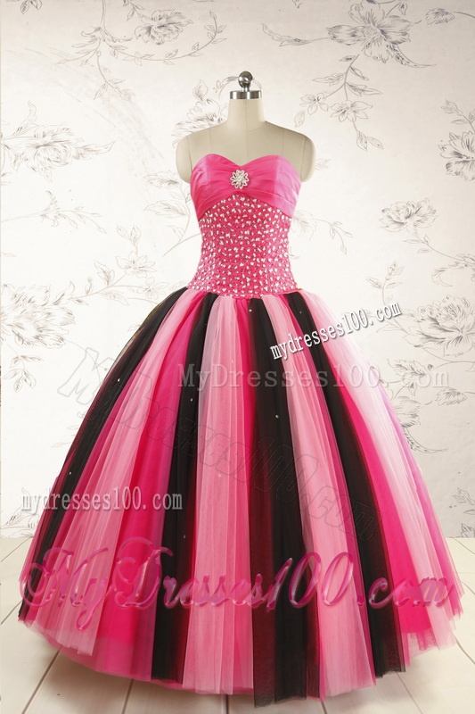 Unique Multi-color 2016 Quinceanera Dresses with Beading