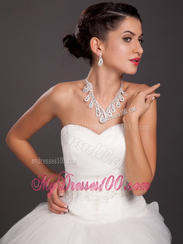 Elegant Leaf Crystal Necklace And Earring Set