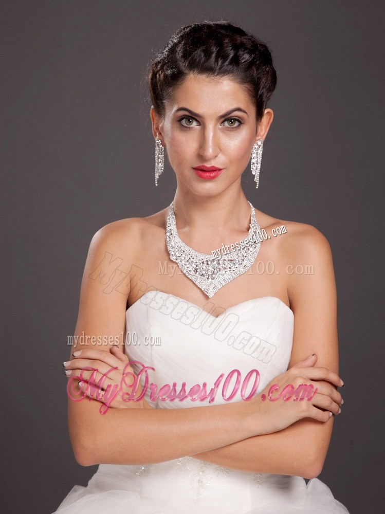 Gorgeous Alloy Crystal Bridal Jewelry Set Including Necklace With Earrings