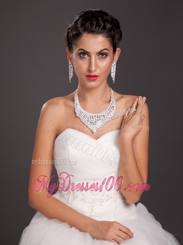 Gorgeous Alloy Crystal Bridal Jewelry Set Including Necklace With Earrings