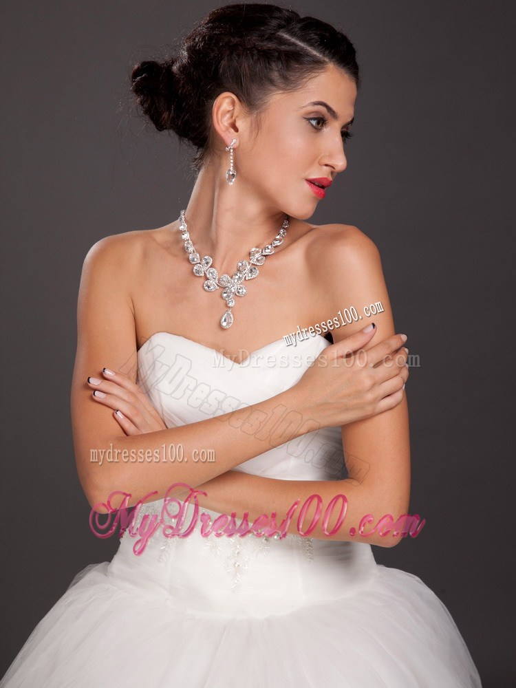 Gorgeous Rhinestone and Imitation Pearl Bridal Jewelry Set Including Necklace With Earrings