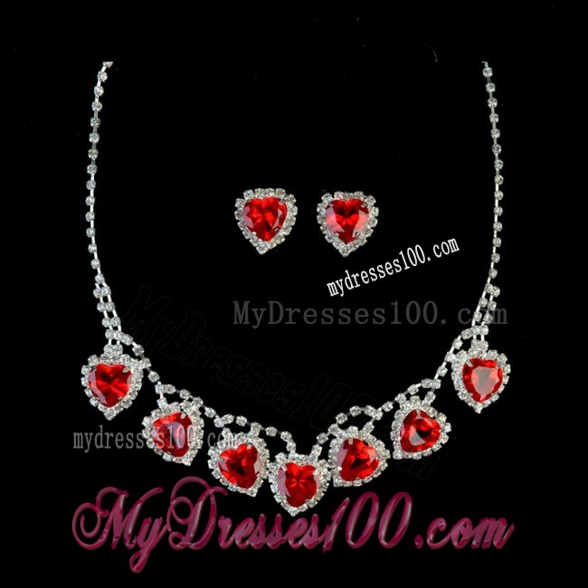Gorgeous Sweetheart Shaped Rhinestones Necklace And Earring Set
