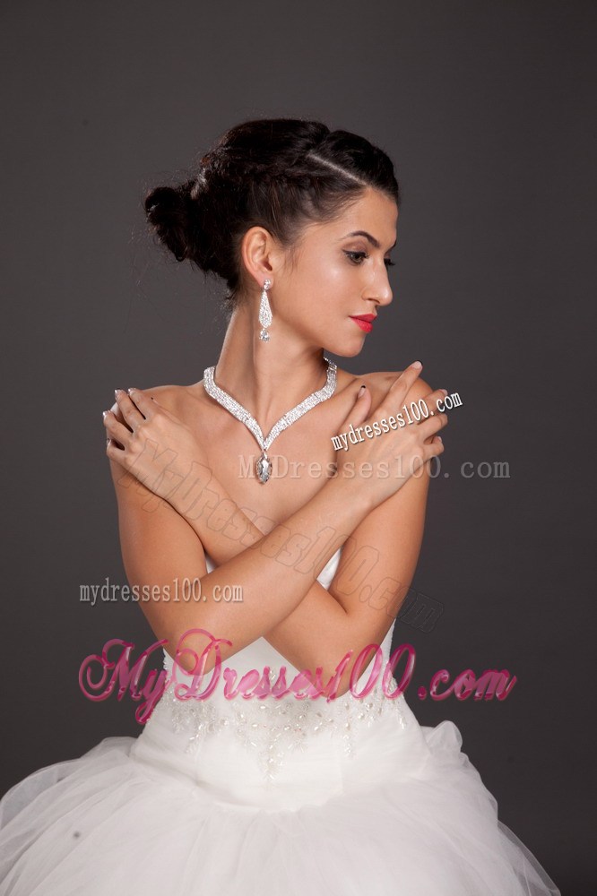 Ivory Rhinestone Imitation Pearl Two Pieces Ladies Necklace and Earrings Jewelry Set