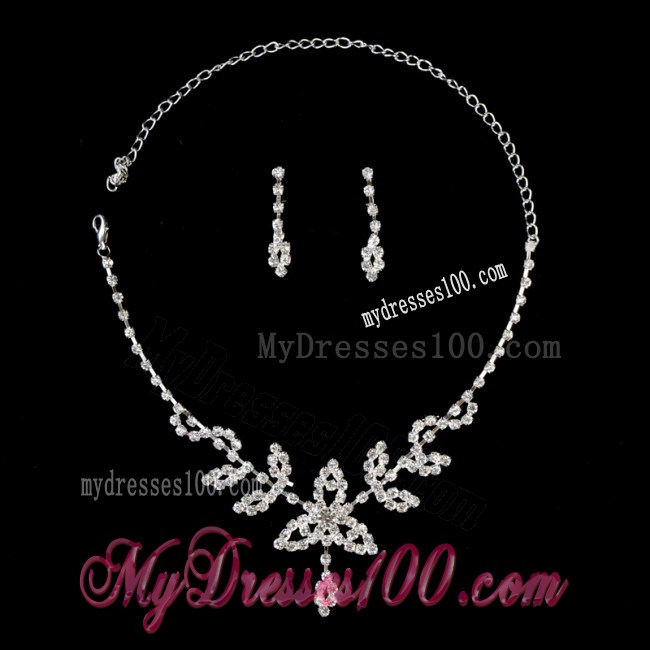 Lovely Alloy With Rhinestone Women's Jewelry Set Including Necklace And Earrings