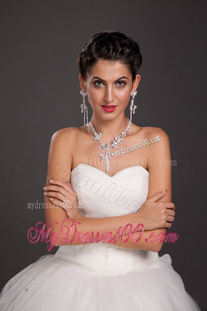 Luxurious Alloy Crystal Necklace And Earring Set