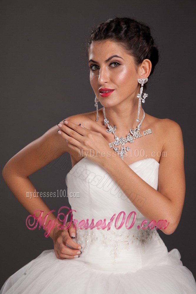 Luxurious Alloy Crystal Necklace And Earring Set