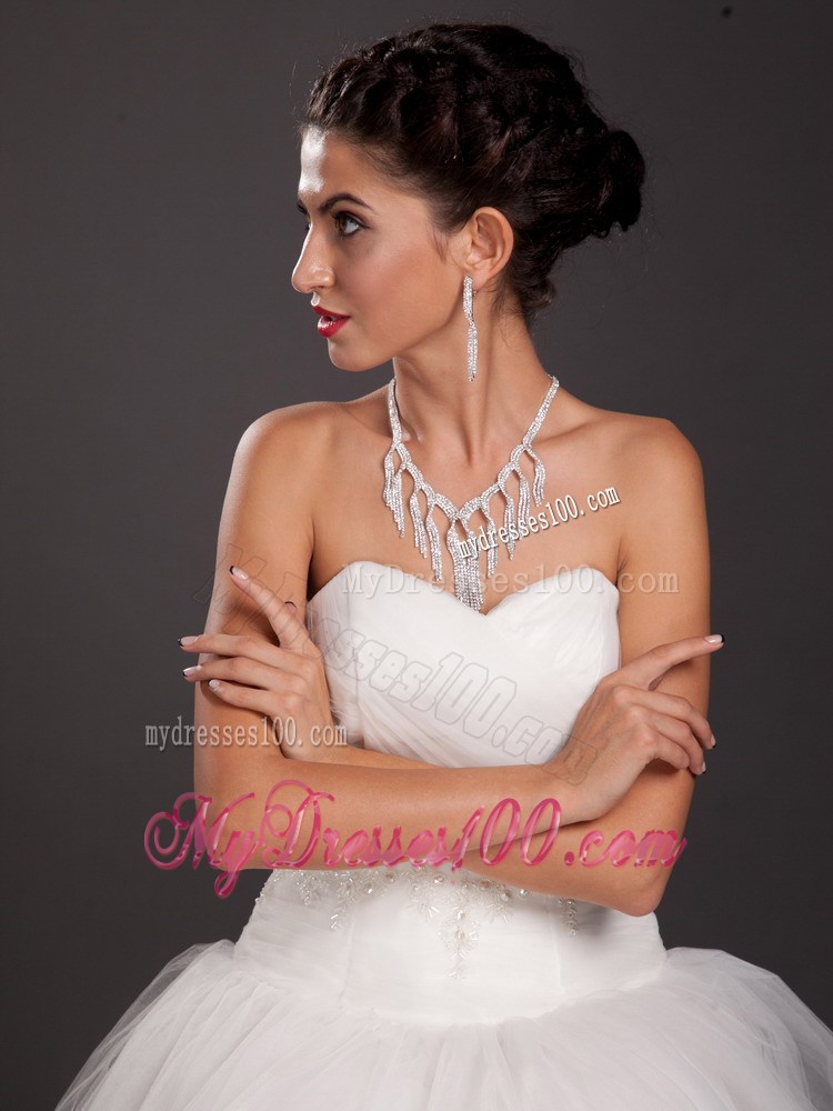Luxurious Imitation Pearl Rhinestone Ladies' Jewelry Set Including Necklace And Earrings