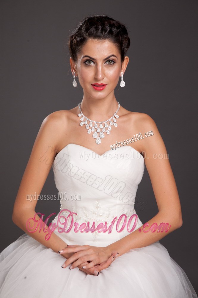 Luxurious Rhinestone Imitation Pearl Ladies' Jewelry Set Including Necklace And Earrings