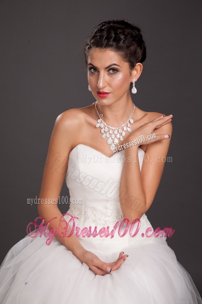 Luxurious Rhinestone Imitation Pearl Ladies' Jewelry Set Including Necklace And Earrings