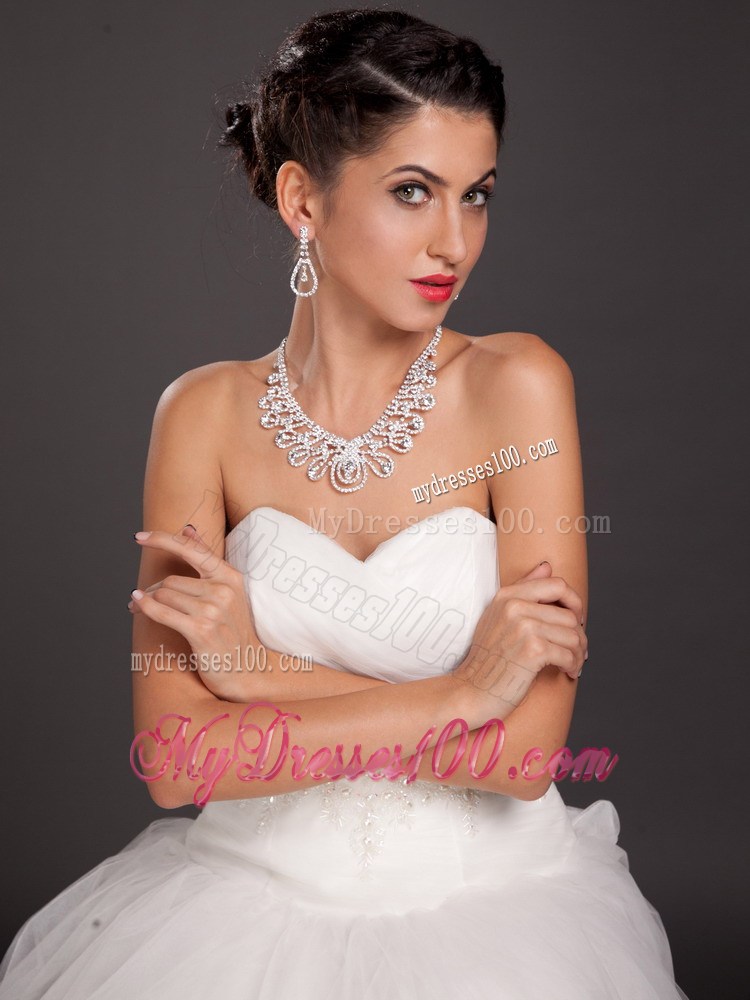 Shining Crystal Alloy Plated Wedding Jewelry Set Including Necklace And Earrings