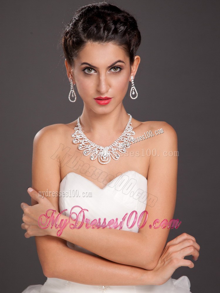 Shining Crystal Alloy Plated Wedding Jewelry Set Including Necklace And Earrings