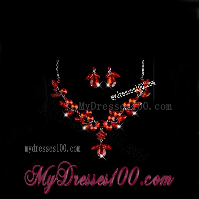 Stunning Crystals Alloy Plated Wedding Jewelry Set Including Necklace And Earrings