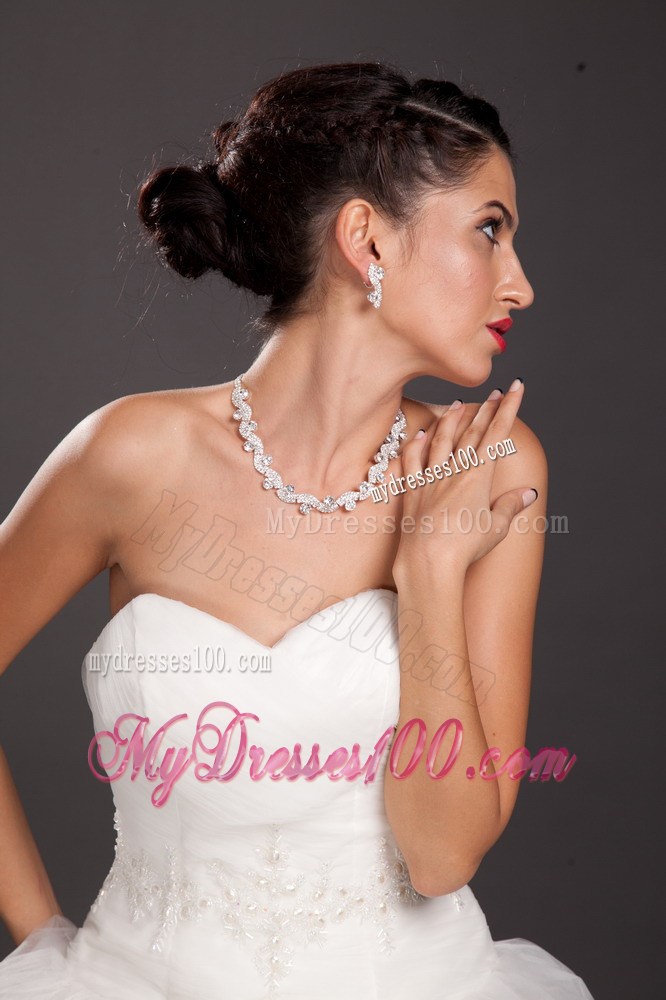 Vintage Style Pearl With Rhinestones Necklace And Earring Set