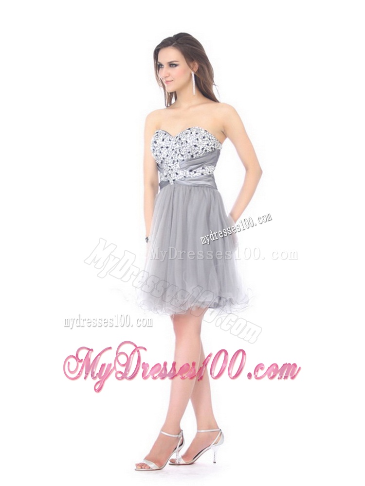 2016 Luxurious Sweetheart Grey Evening Dress with Rhinestones