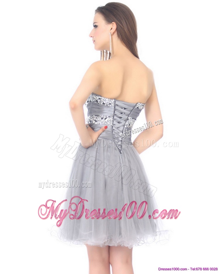 2016 Luxurious Sweetheart Grey Evening Dress with Rhinestones