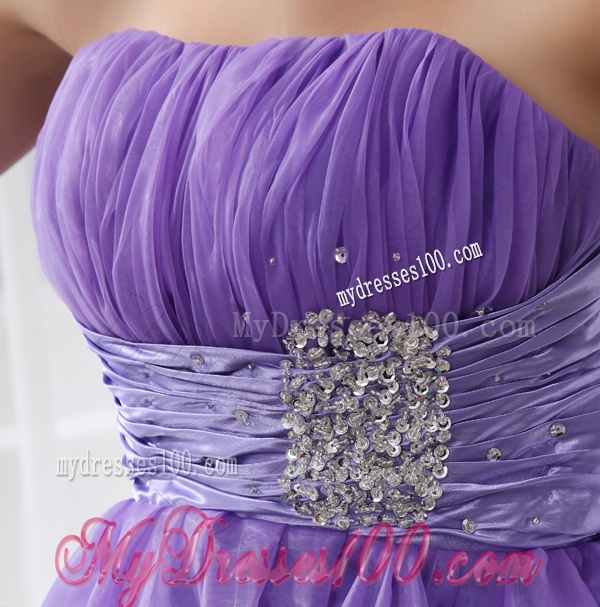 A-line Strapless Beading and Ruching Organza Evening Dress in Blue