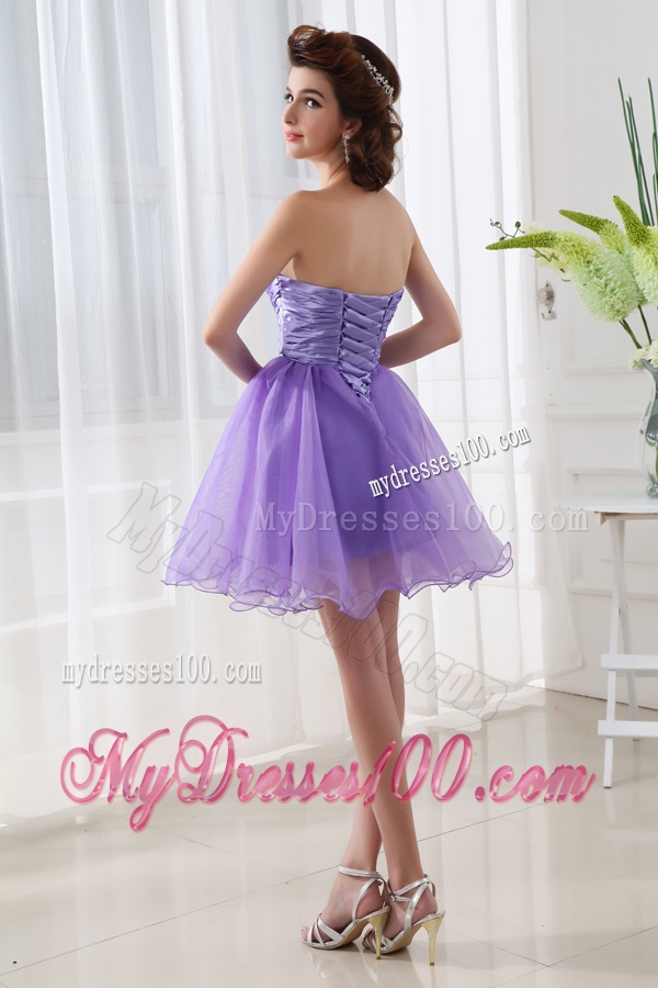 A-line Strapless Beading and Ruching Organza Evening Dress in Blue