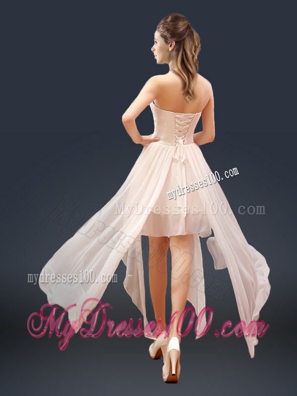 Cheap Champagne Asymmetrical Evening Dresses with Ruching