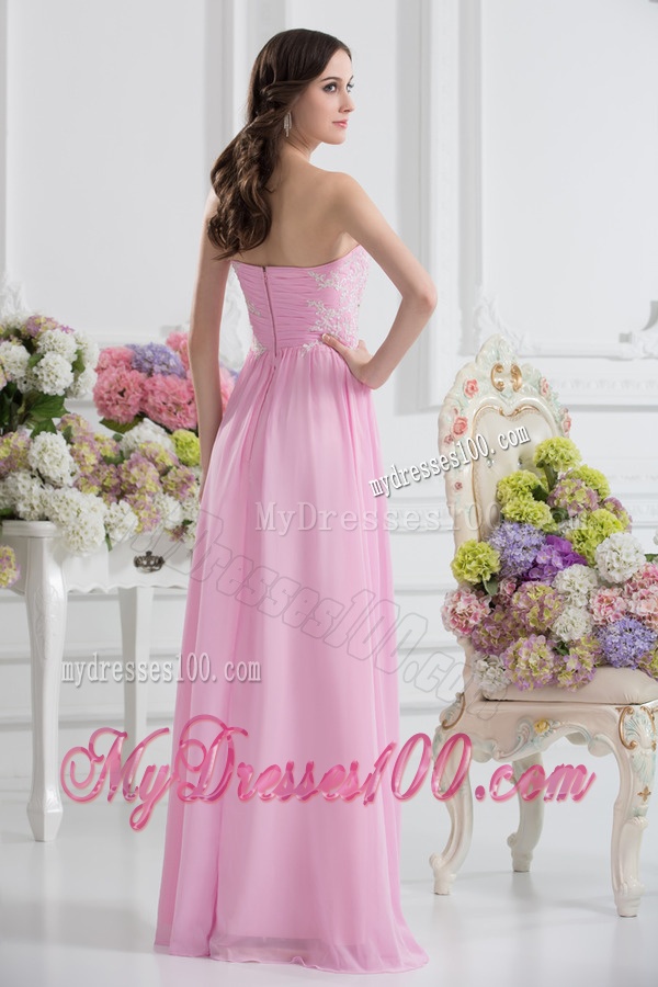 Empire Sweetheart Appliques Evening Dress in Baby Pink
