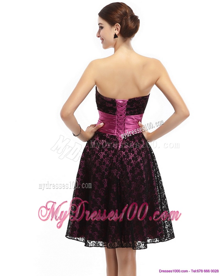 Lovely Sweetheart Mini Length Evening Dress with Lace and Hand Made Flowers