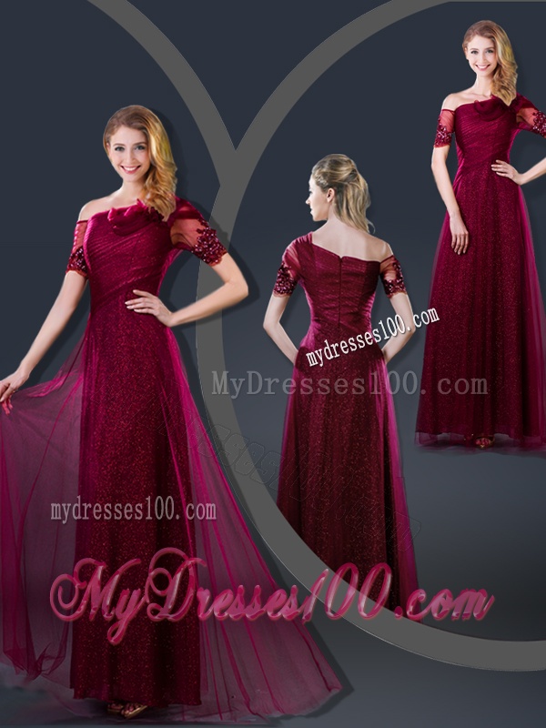 Perfect Empire Appliques Evening Dresses with Asymmetrical Neckline