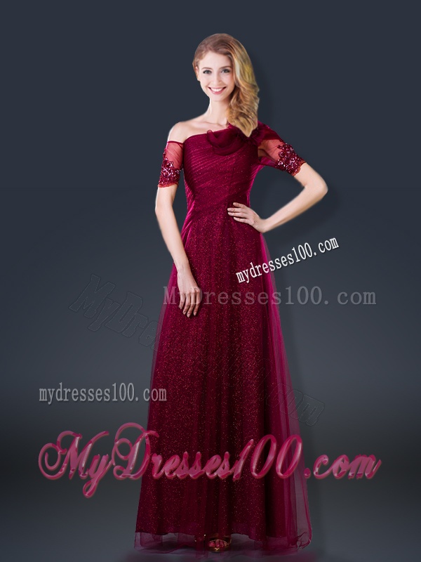 Perfect Empire Appliques Evening Dresses with Asymmetrical Neckline
