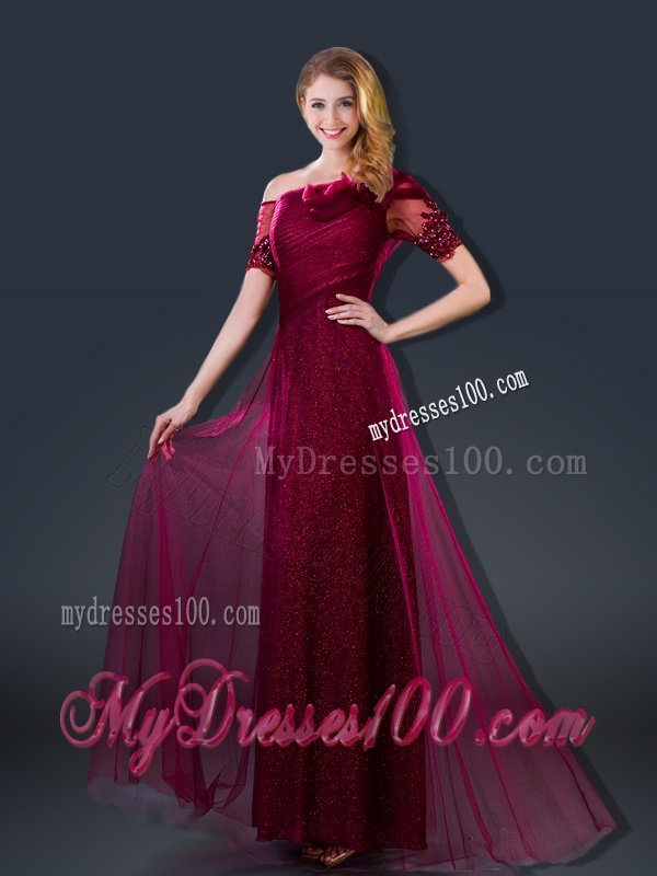 Perfect Empire Appliques Evening Dresses with Asymmetrical Neckline