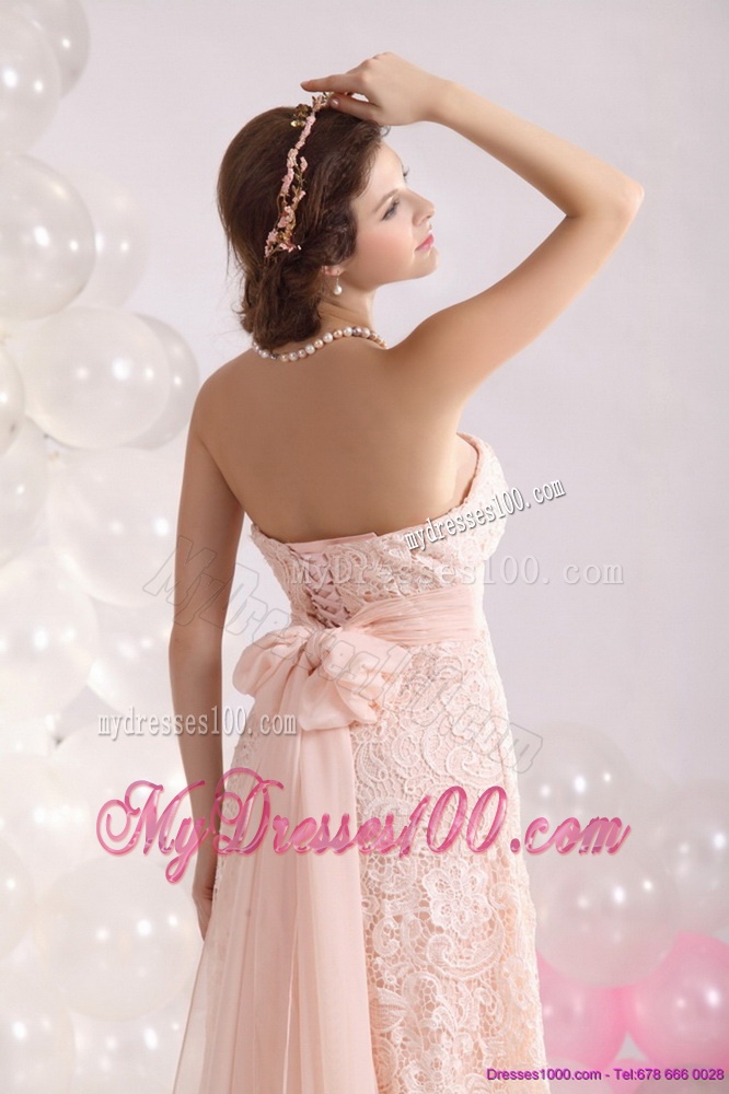 Popular Strapless Sequins and Lace Evening Dress with Brush Train