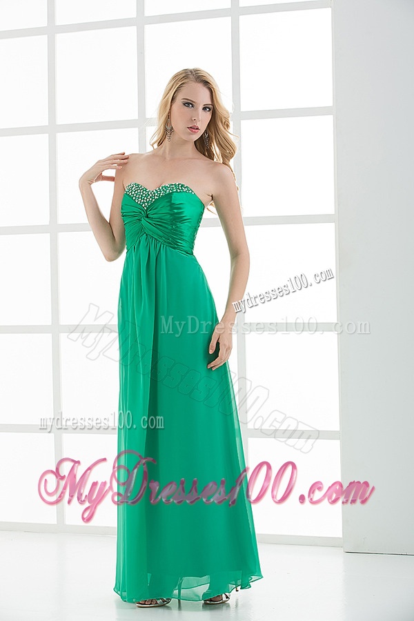 Empire Turquoise Sweetheart Floor-length Beading Evening Dress