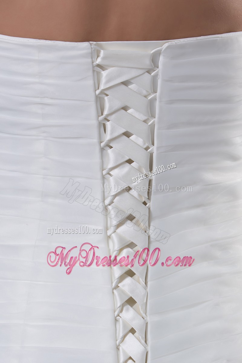 Modernistic Appliques Strapless Court Train White Wedding Dress
