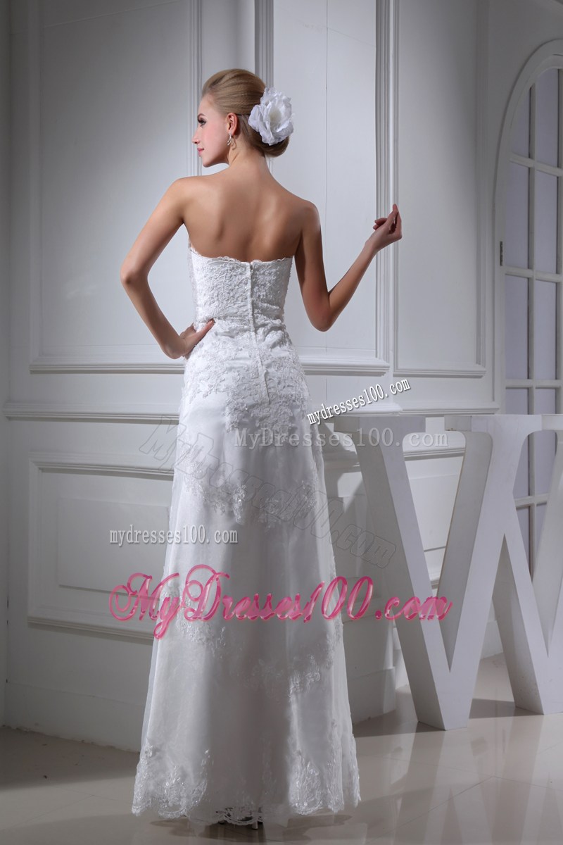 Autumn Sweetheart Lace Floor-length Wedding Dress with Cutout and Ruches
