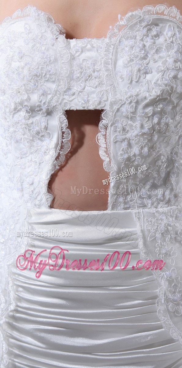 Autumn Sweetheart Lace Floor-length Wedding Dress with Cutout and Ruches