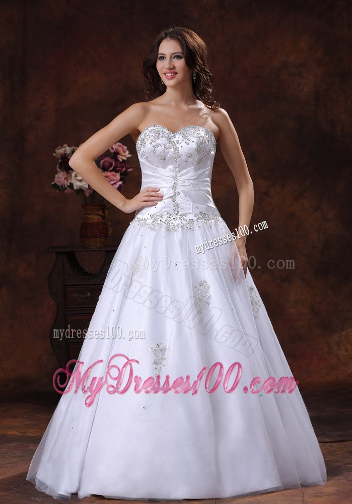 Lace-up Back Beading and Appliques White Dresses for Brides with Jacket