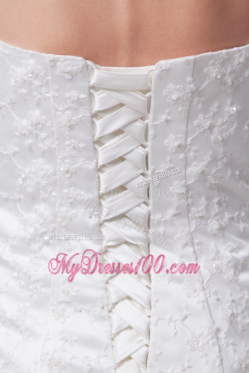 Beaded Embroidery and Ruffles Accent Mermaid Court Train Wedding Gown