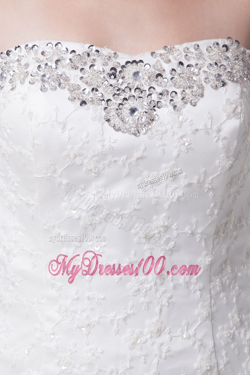 Beaded Embroidery and Ruffles Accent Mermaid Court Train Wedding Gown