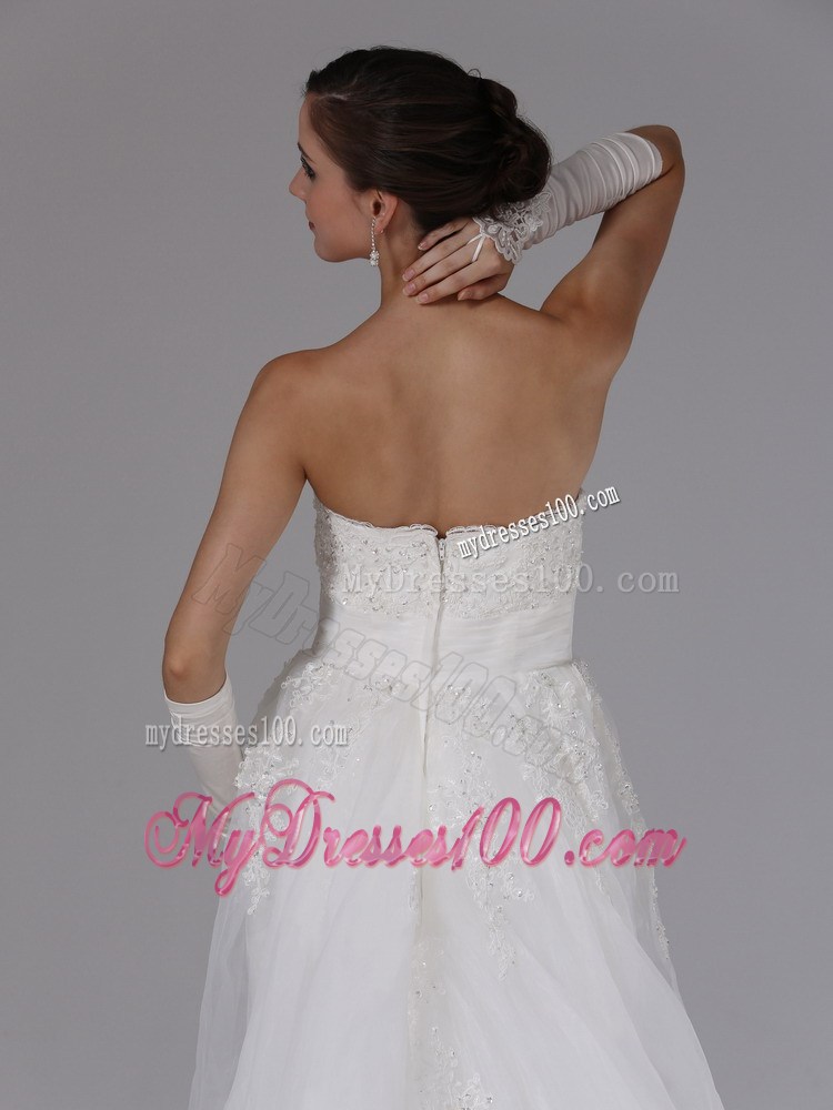 New Appliques with Diamonds Decorated Brush Train Wedding Bridal Gowns