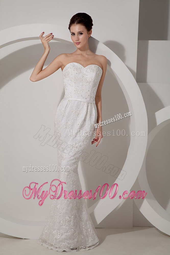 Sweetheart Lace Flowers Trumpet Bridal Gowns with Half Sleeves Jacket
