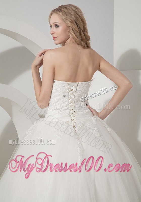 Jewelry and Appliques Decorated Brush Train Sweetheart Bridal Gown