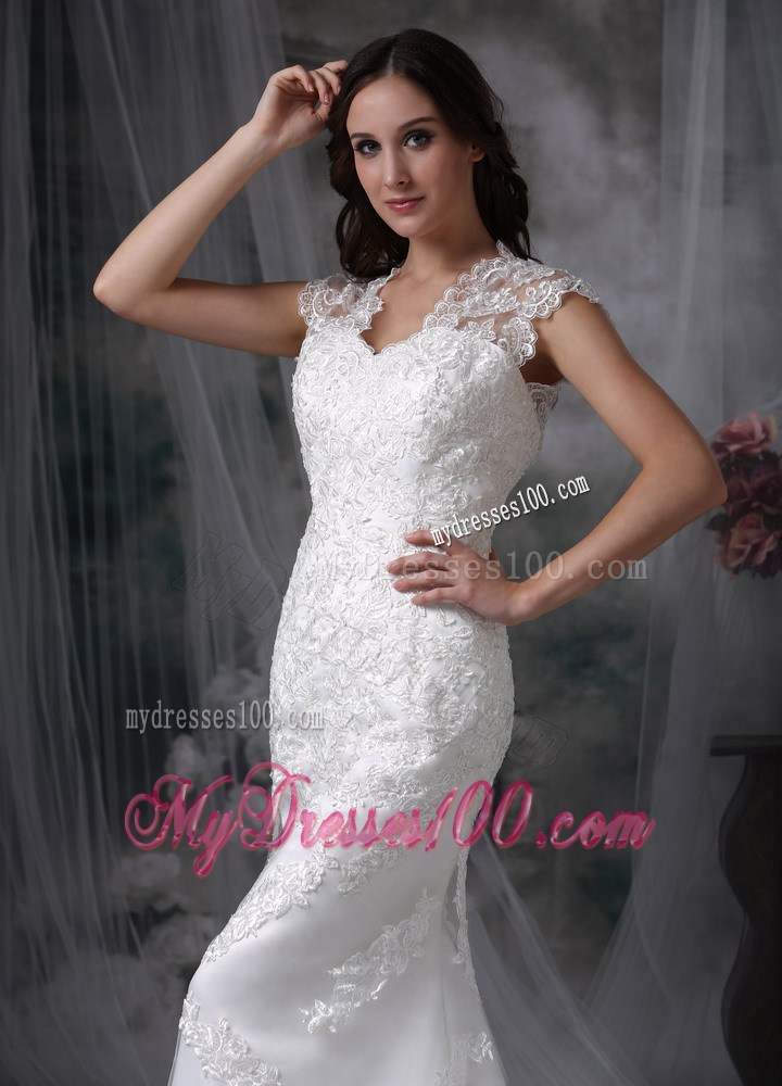 Asymmetrical Lace Flowers U-neck Bridal Gowns with Hollow Out Back