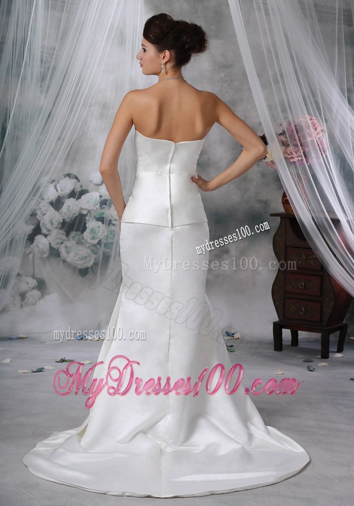 Beaded and Appliqued Trumpet Slitted Wedding Gown with Court Train