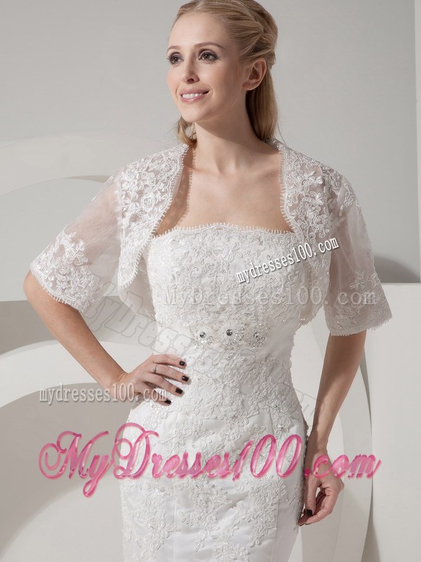 Mermaid Button Down Back Wedding Gowns with Beading Appliques Jacket